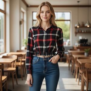 Blushing Heart Button Down Plaid Shirt
New